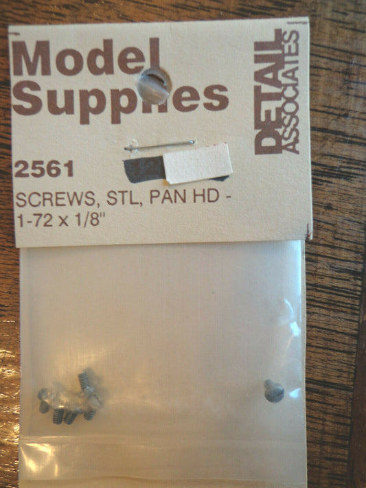 Detail Associates HO #2561 Screws - Steel Pan Head 1-72 x 1/8"