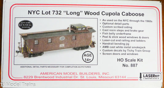 American Model Builders HO #887 "Long" Wood Cupola Caboose Kit (NEW)