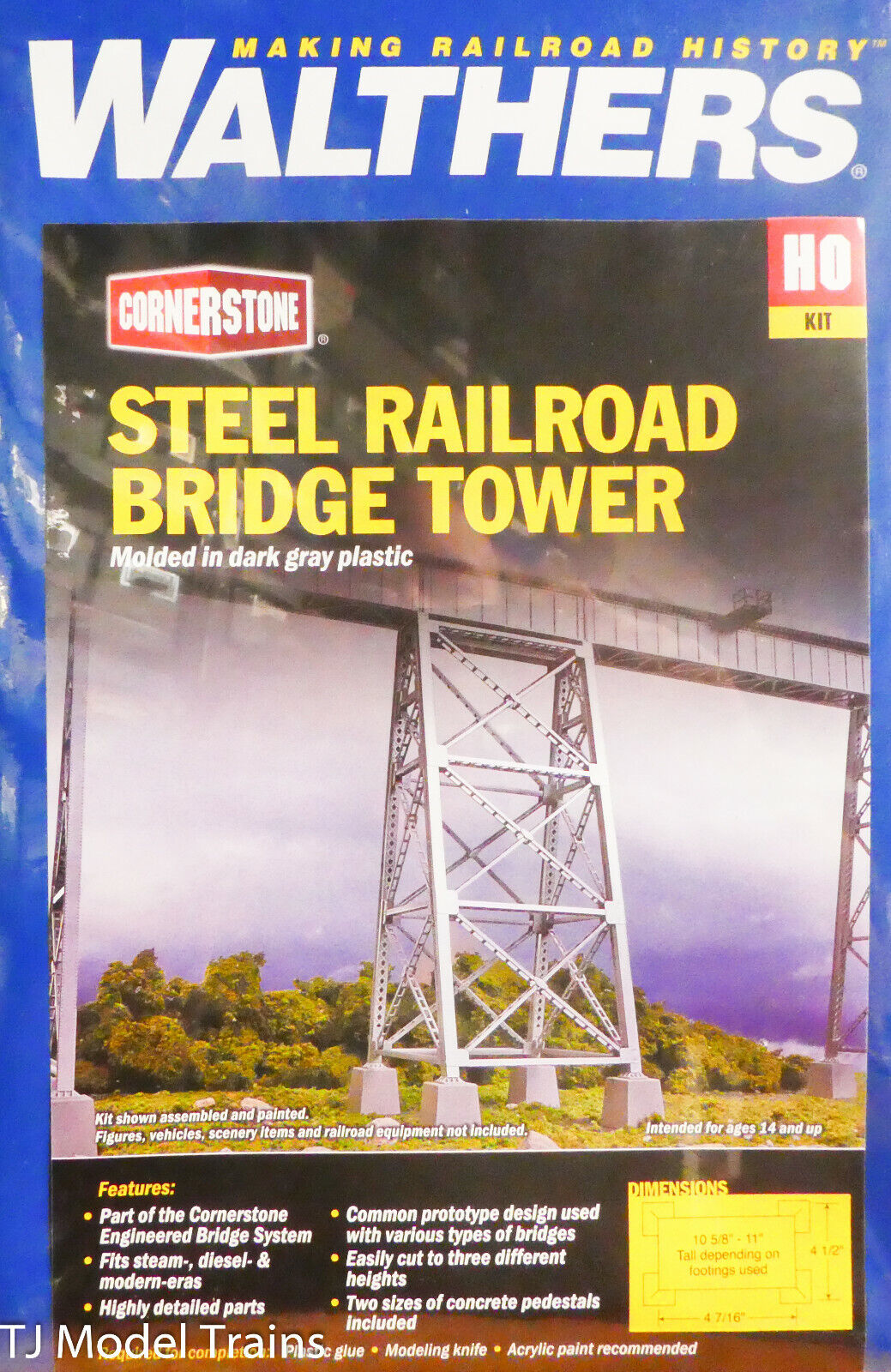 Walthers Cornerstone HO #933-4554 Steel Railroad Bridge Tower (Plastic Kit) NEW