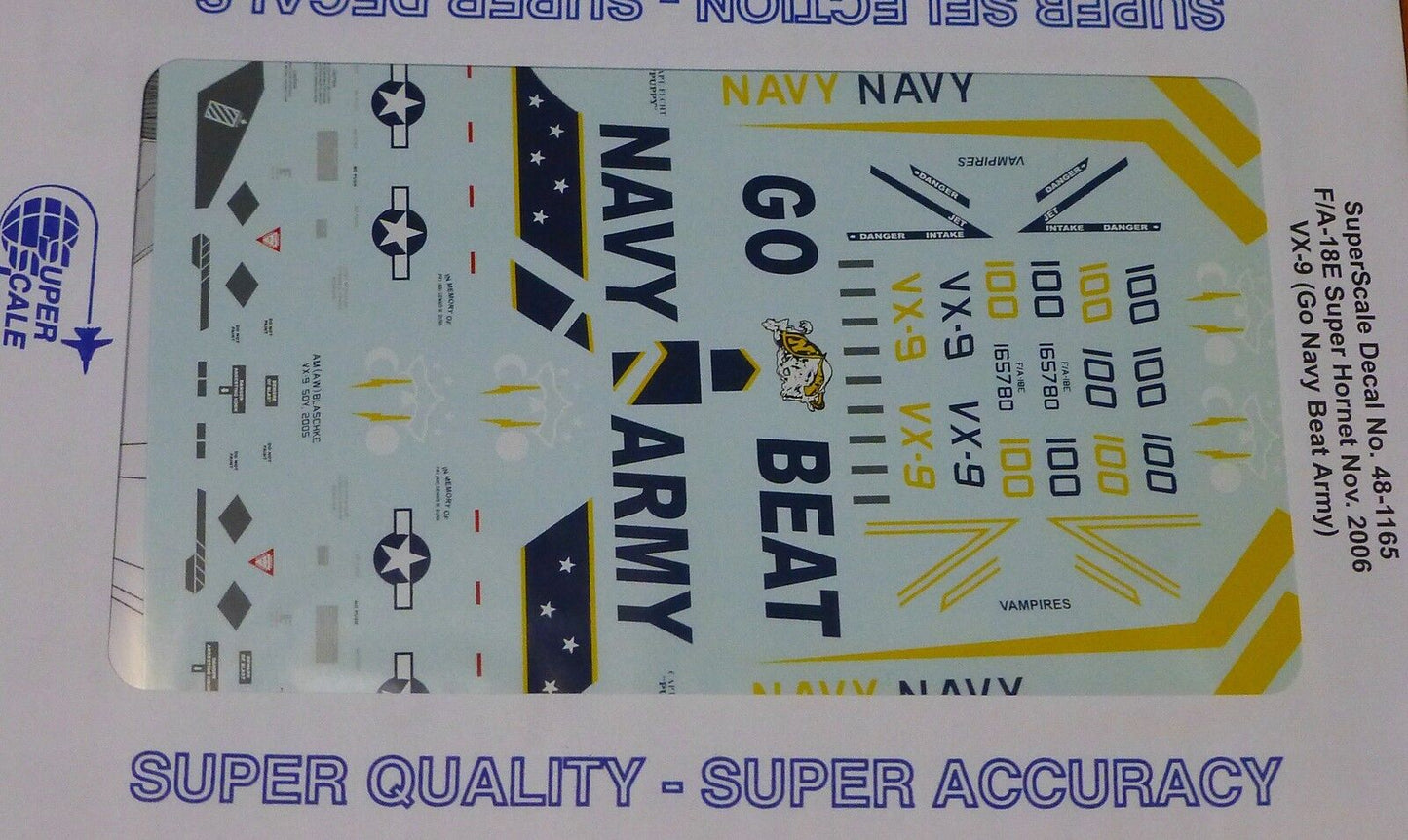 Microscale Decal 1:48 Scale #48-1165 / F/A-18E Super Hornet: VX-9, GO Navy Beat