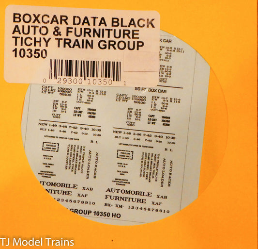 Tichy Train Group HO #10350 Boxcar Data Black, Auto & Furniture (Decal)