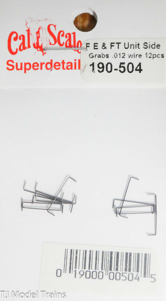 Cal-Scale HO #504 F E & FT Unit Side Grabs .012" Wire (12pcs) (Metal)