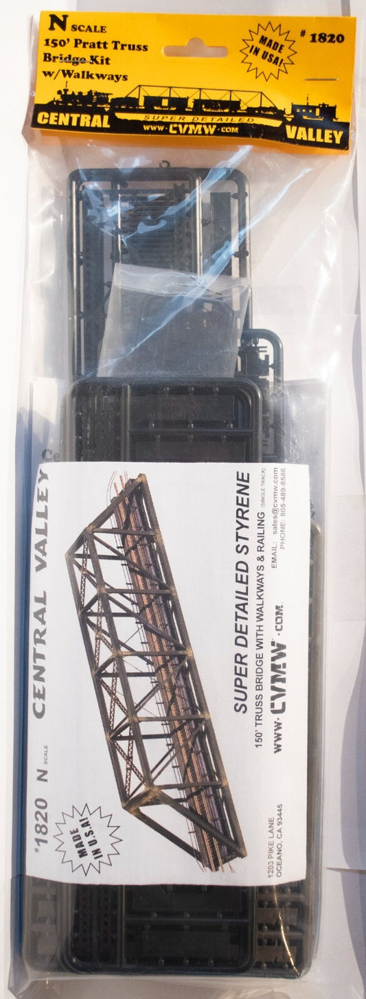 Central Valley N #1820 Modernized Through-Truss Bridge w/Walkways -- Kit - Mode