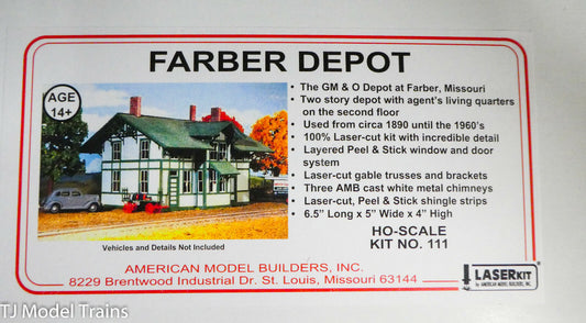 American Model Builders HO #111 Farber Depot, Kit (Laser Cut) HO Scale