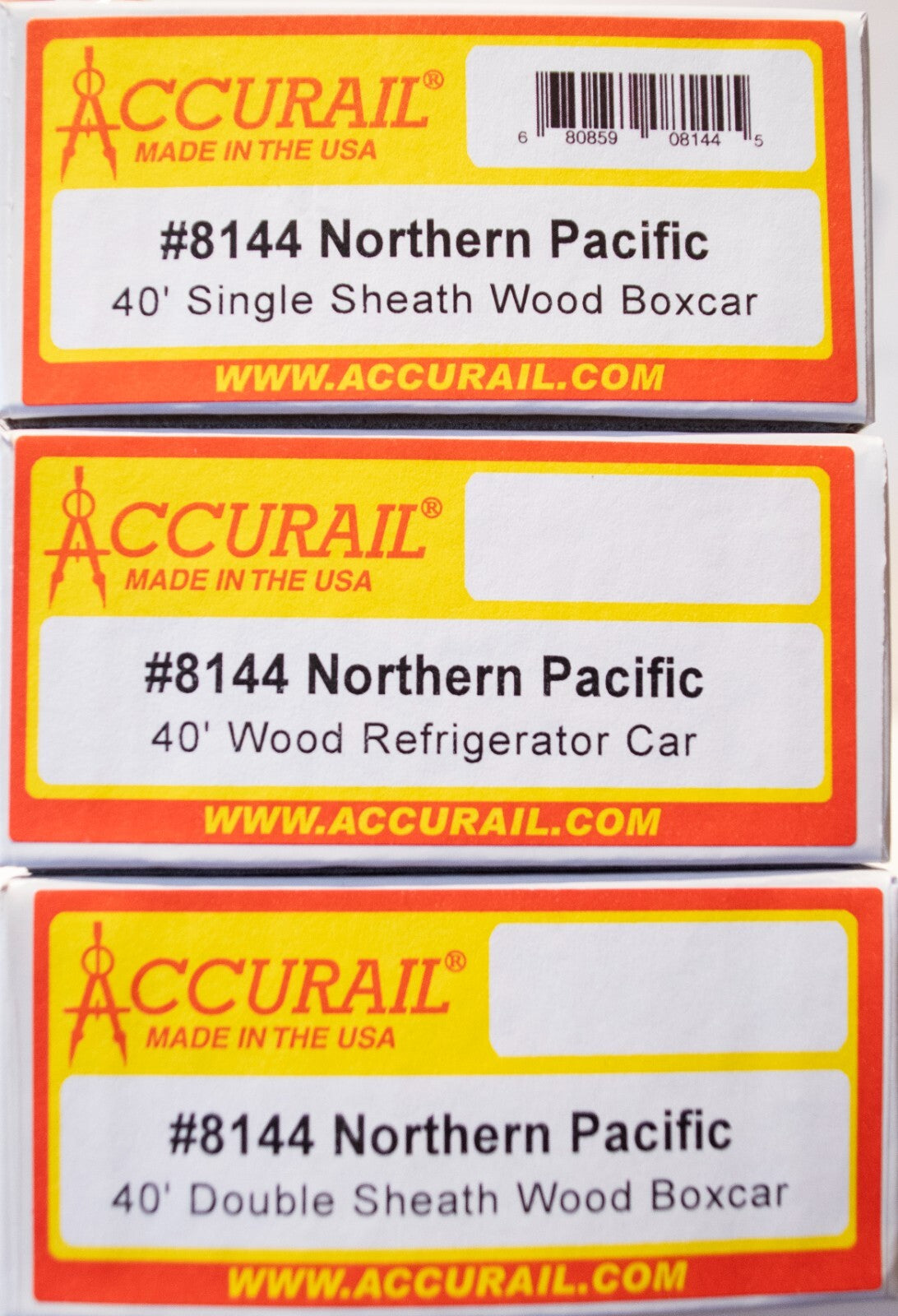 Accurail #8144 (3-Pack) 40' Wood Boxcars and Wood Reefer Set - Kit -- Northern P