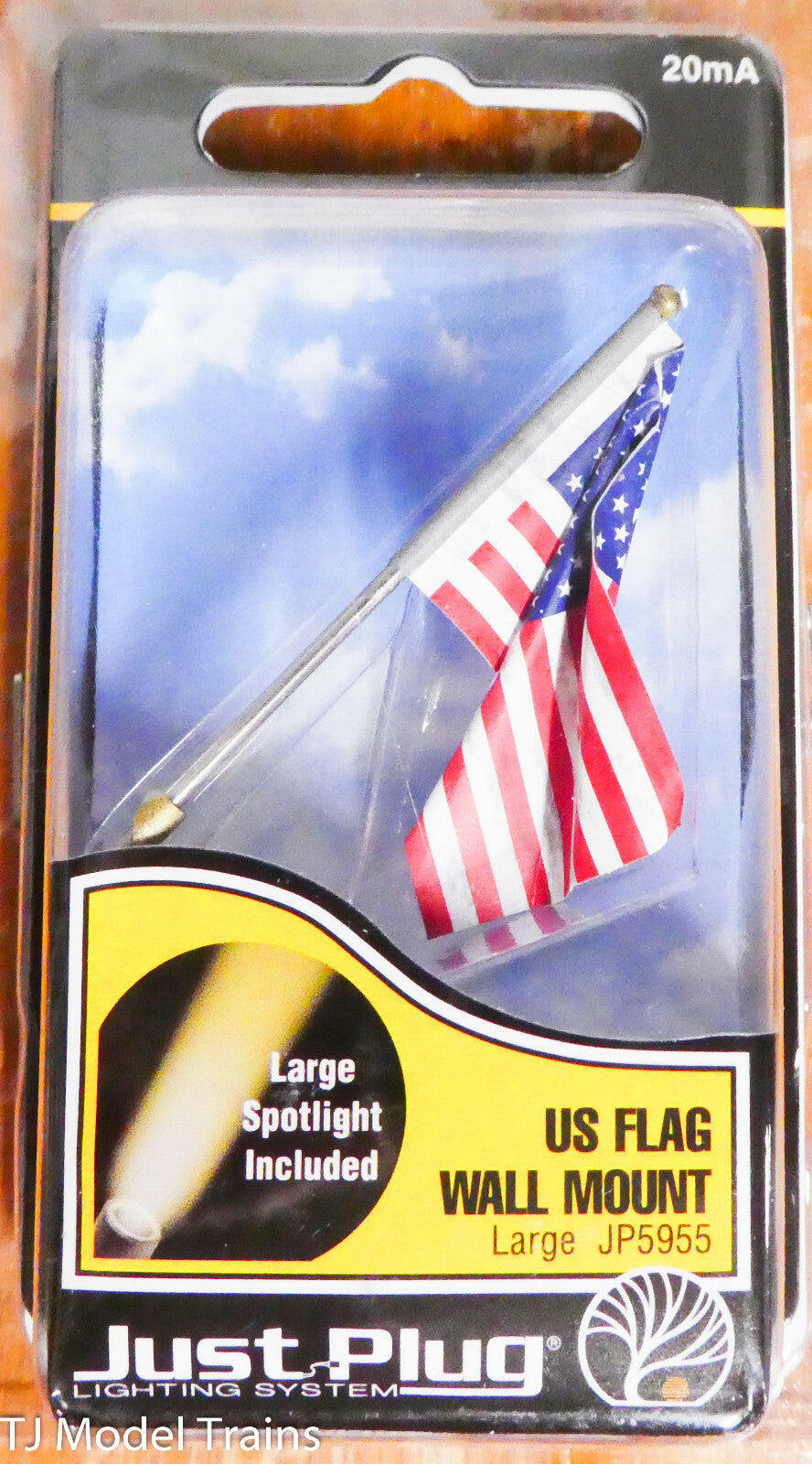 Woodland Scenics #JP5955 US Flag Wall Mount (Large) w/Small Spotlight Included