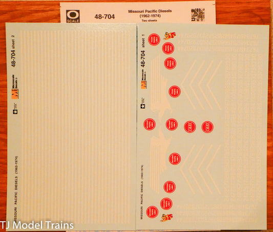 Microscale Decal O #48-704 Missouri Pacific Decals (1962-1974) (2 Sheets)