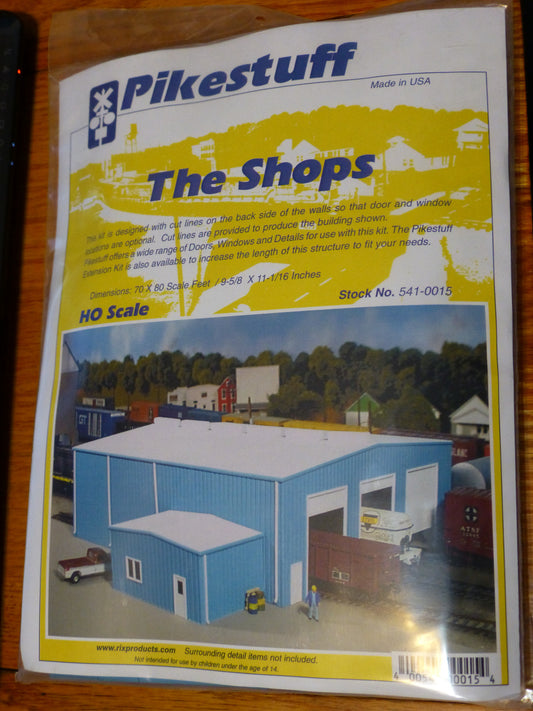 Pikestuff #541-0015 HO Shop w/Add-on Office -- Kit - 70 x 80 Scale Feet (Kit)