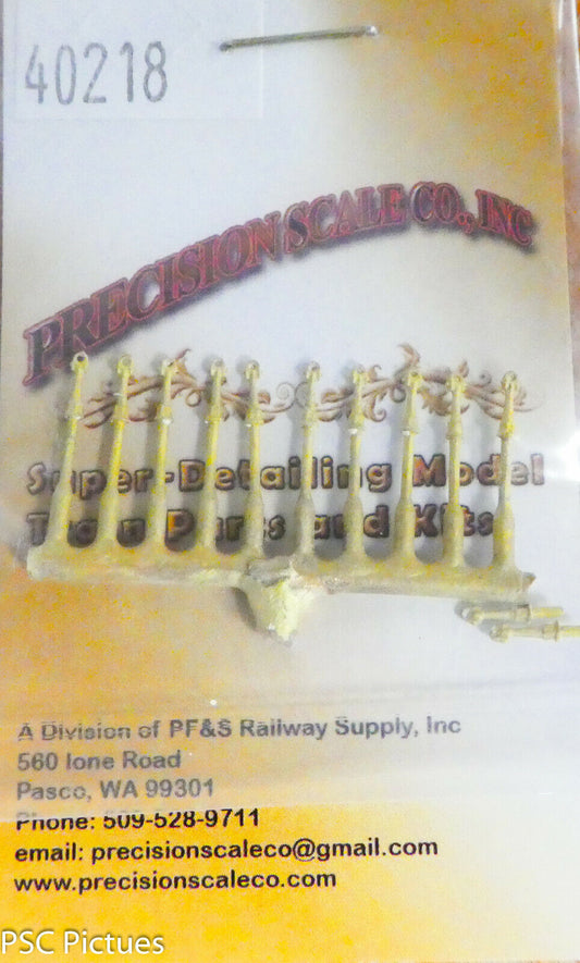 Precision Scale O #40218 Handrail Stanchions, .020 or 5mm Core (12Brass Castings