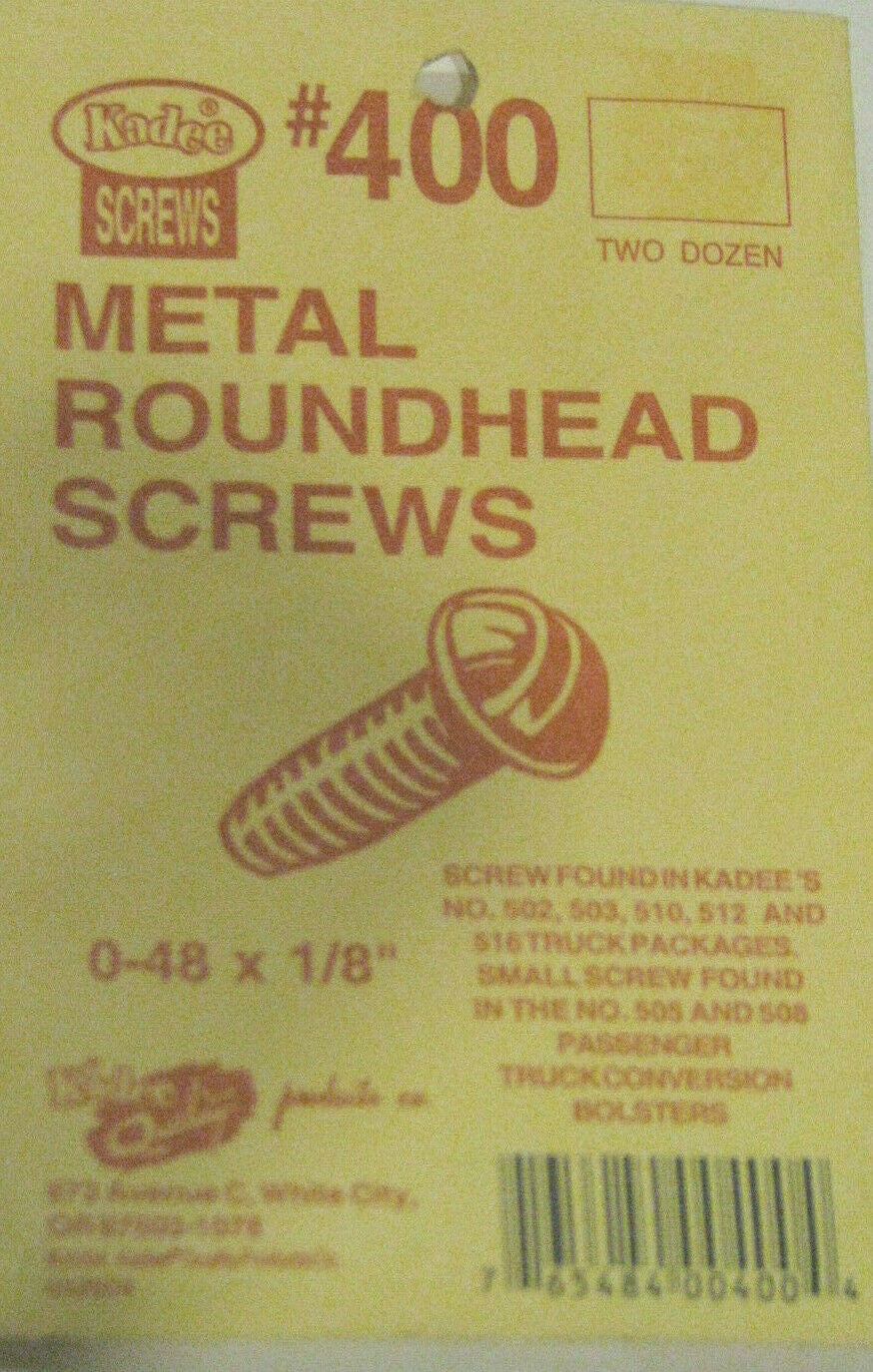 Kadee #400 /0-48 Metal Screws -- 0-48 x 1/8" pkg(24)