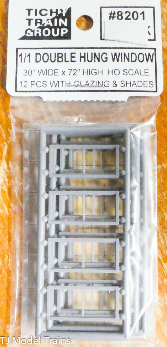 Tichy Train Group HO #8201 (1/1 Double Hung Windows) 30" W x 72" H (12 pcs w/Gla