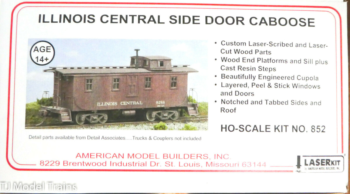 American Model Builders HO #852 Illinois Central Side Door Caboose (No Trucks