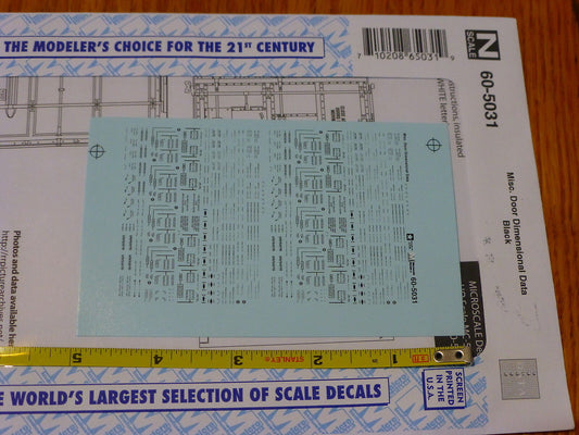 Microscale Decal N #60-5031 Mimensional Data (Black) Decal Set