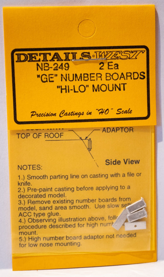 Details West HO #249 Auxiliary Numberboards for Switchers -- For GE Dash 7/8/9 &