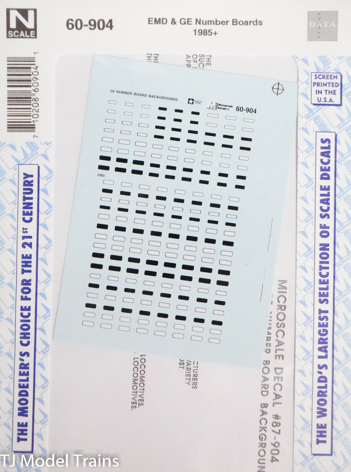 Microscale Decal N  #60-904 EMD & GE Number Boards 1985+ (Decal Sheet)