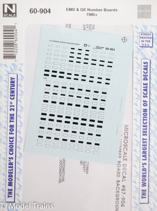 Microscale Decal N  #60-904 EMD & GE Number Boards 1985+ (Decal Sheet)