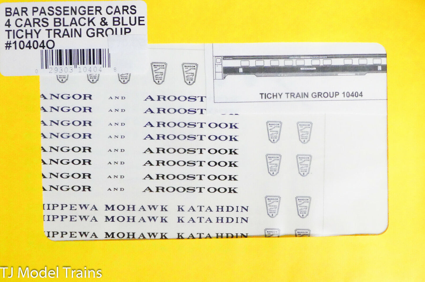 Tichy Train Group O #10404O Bar Passenger Cars 4 Cars Black & Blue (Decal)