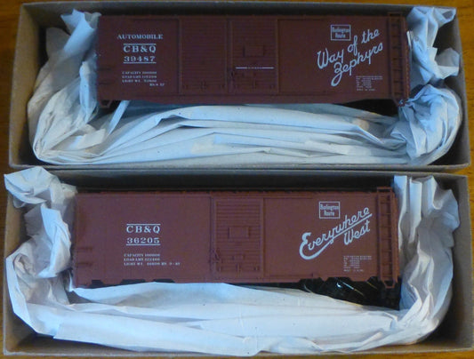 Accurail HO #1223 CB&Q (40' AAR Steel Boxcar) Kit form (2-Car Set)