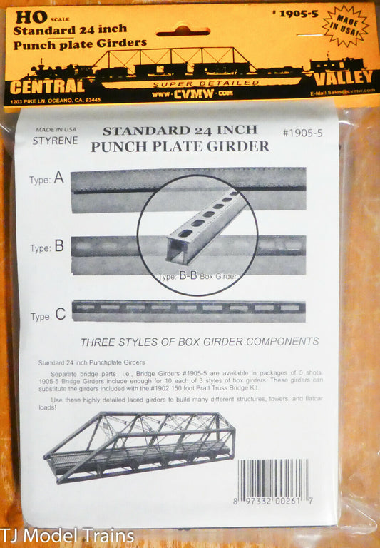 Central Valley HO #1905-5 Standard 24 Inch Punch Plate Girders (Plastic Parts)
