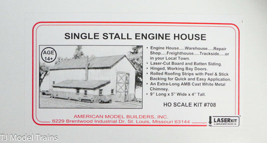 American Model Builders HO #708 Single Stall Engine House (Laser Cut) NEW