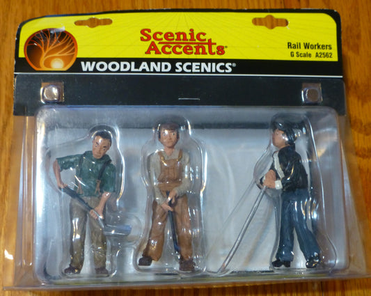 Woodland Scenics G Scale #2562  Rail Workers - Scenic Accents (3 people)