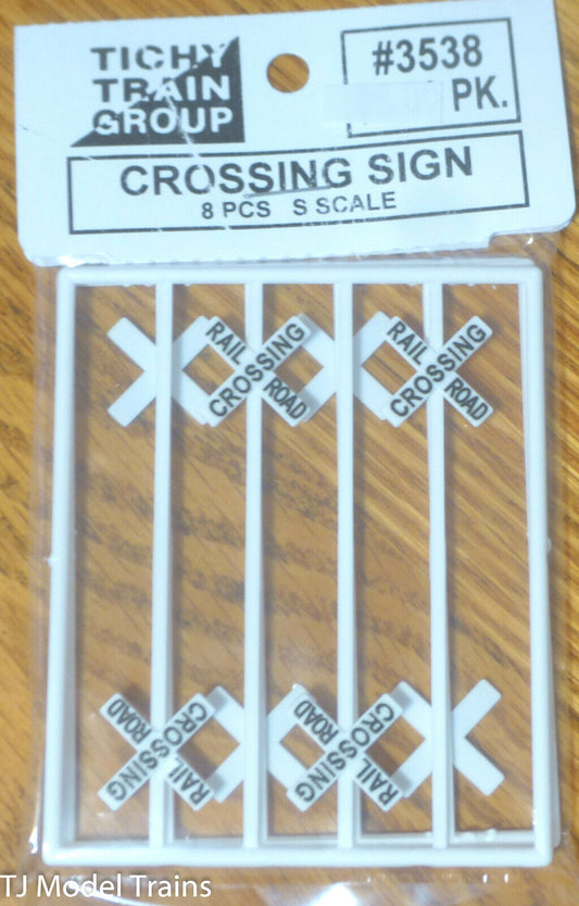Tichy Train Group #3538 (S Scale) Crossing Signs (8 in pkg) Plastic Parts