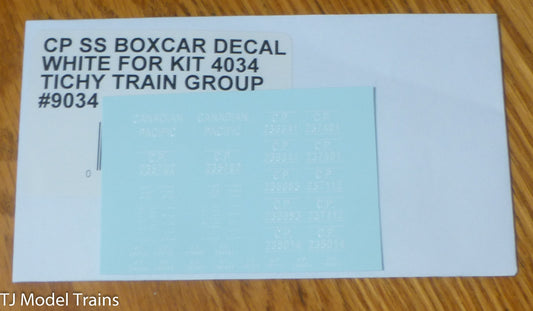 Tichy Train Group #9034 CP SS Boxcar Decal White for: Kit #4034