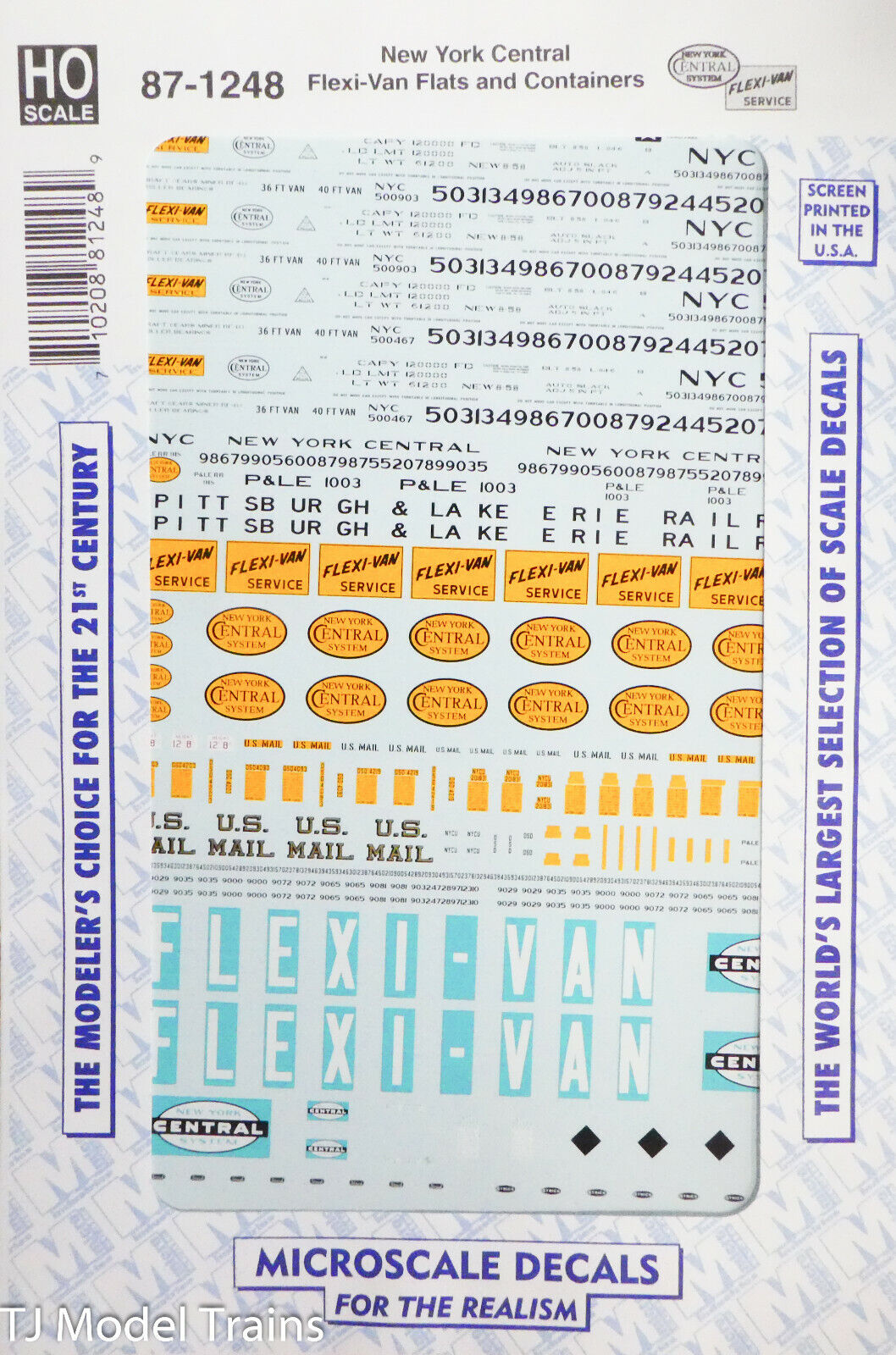 Microscale HO #87-1248 New York Central Flexi-Van Flats & Containers (Decals)