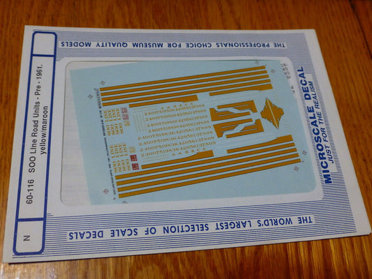 Microscale Decal N #60-116 Soo Diesels - Hoods & Cabs - Yellow & Maroon Scheme