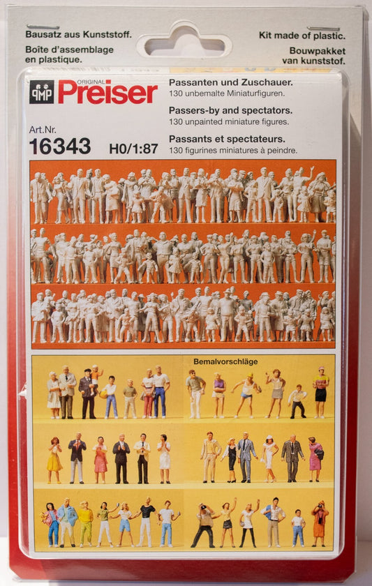 Preiser HO #16343 Unpainted Figure Set -- Passers-by/Spectators