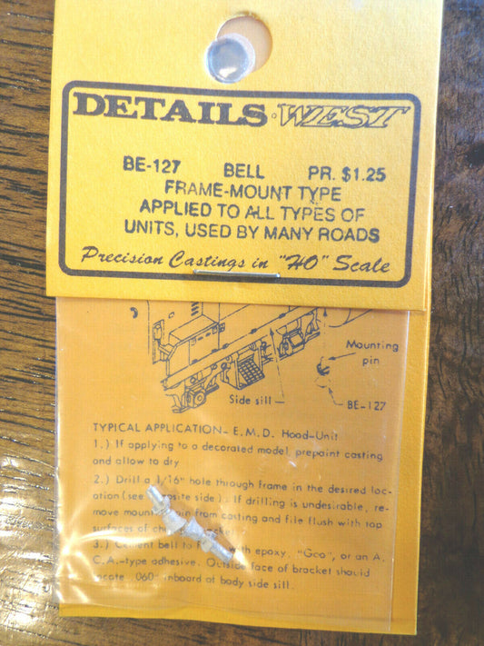 Details West HO #127 Bell Underframe Mount Type  (White Metal)