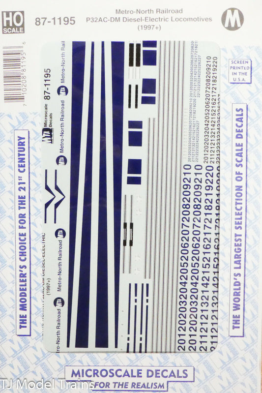 Microscale HO #87-1195 Metro-North Railroad P32AC-DM Diesel-Electric (Decals)
