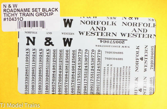 Tichy Train Group O #10431O N&W Roadname Set Black (Decal)