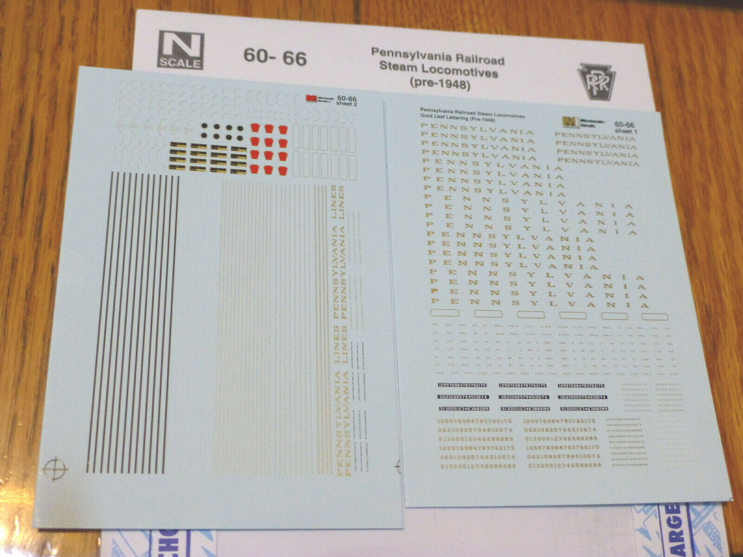 Microscale Decal N  #60-66 Pennsylvania Railroad Steam Locomotives (pre-1948)NEW