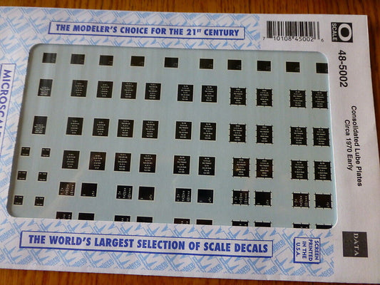 Microscale O #48-5002 Consolidated Lube Plates Circa 1970 Early (Data)