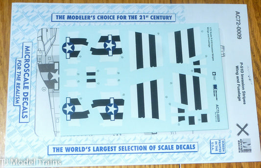 Microscale Decal #AC72-0009 P-51D Invasion Stripes Wing & Fuselage (Decal)