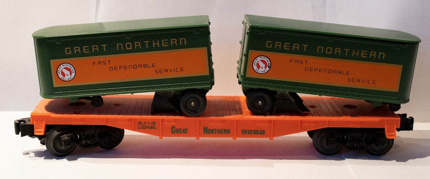 Lionel #6-9282 Great Northern Flat Car With Trailers (Used)