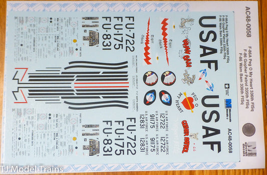 Microscale Decal #AC48-0058 F-86A Peg O My Heart 336th/F-86 Gopher Patrol/WamBam