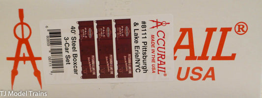 Accurail HO #8111 40' Steel Boxcar, 3-Car Set; Pittsburgh & Lake Erie/NYC