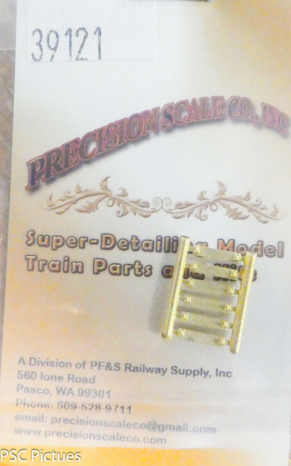 Precision Scale HO #39121 Arm Rest, Cab, Stepped 24" w/Offset Angle Mount (Brass