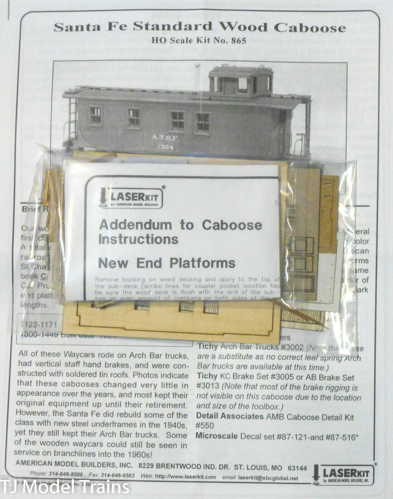 American Model Builders HO #865 Santa Fe Wood Caboose kit  (No Trucks) NEW