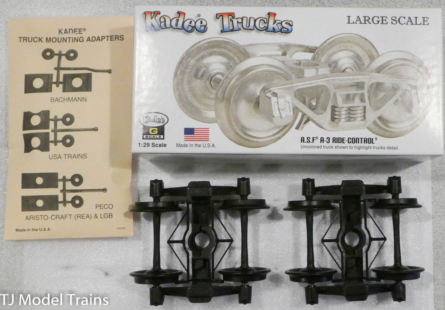 Kadee G #970  (A.S.F A-3 Ride Control) 50 Ton ( Metal Trucks, Black)