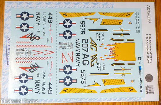 Microscale Decal #AC72-0055 F-8E Crusader VF-25 449 / F-8E Crusader VF-84 207