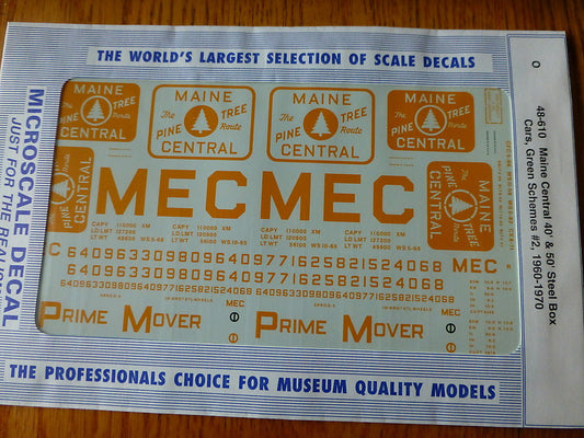 Microscale O #48-610 Maine Central 40' & 50' Steel Box Cars, Green Schemes #2