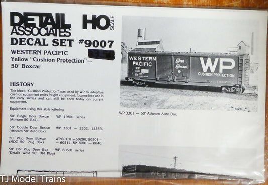 Detail Associates HO #9007 (Decal Set) Wetern Pacific "Cushion Protection" 50'