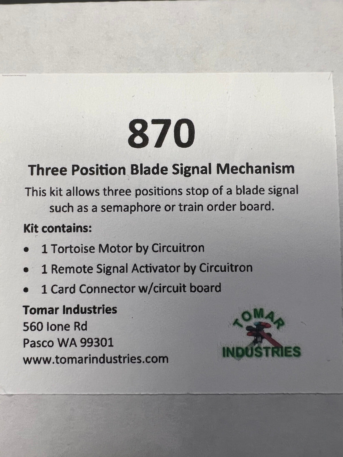 Tomar #870  Three Position Blade Signal Mechanism
