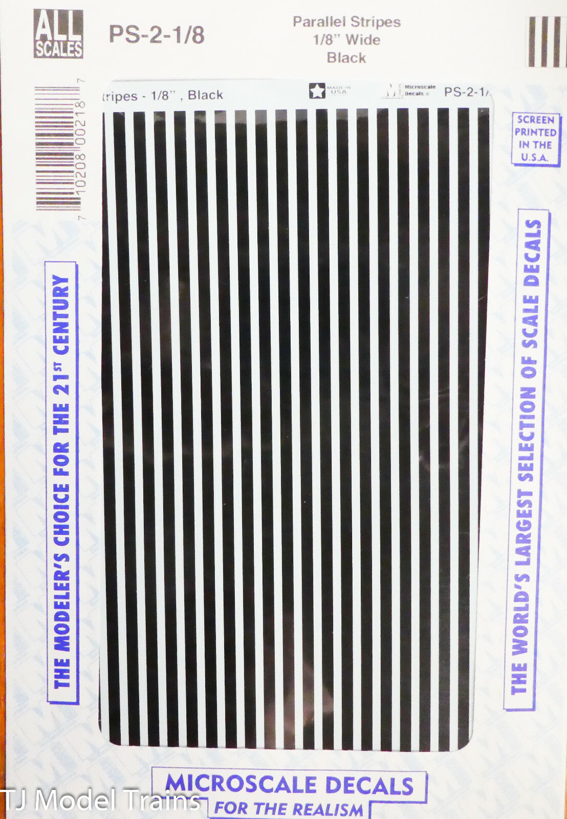 Microscale Decal #PS-2-1/8 Parallel Stripes 1/8" Wide Black (Decals) Any Scale
