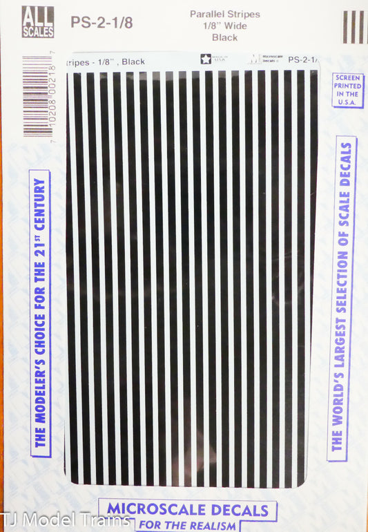 Microscale Decal #PS-2-1/8 Parallel Stripes 1/8" Wide Black (Decals) Any Scale
