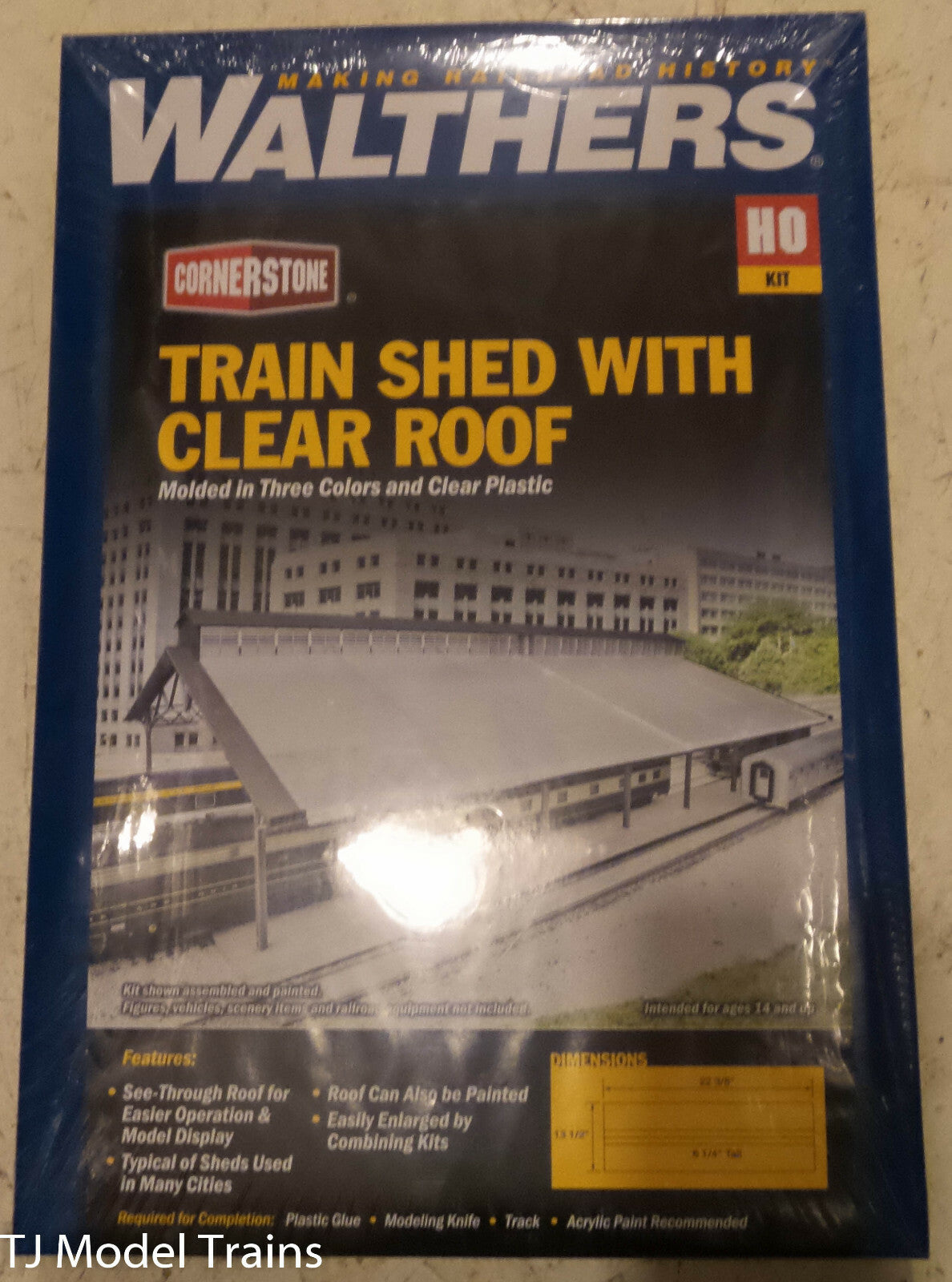 Walthers HO #933-2984Train Shed with Clear Roof -- Kit