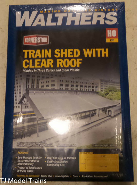 Walthers HO #933-2984Train Shed with Clear Roof -- Kit